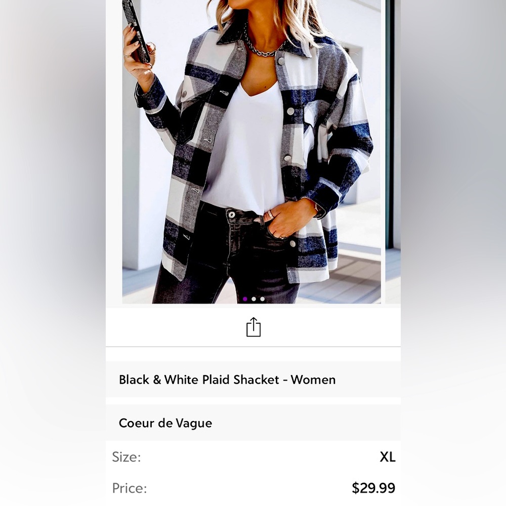Women’s blue and white plaid jacket size XL